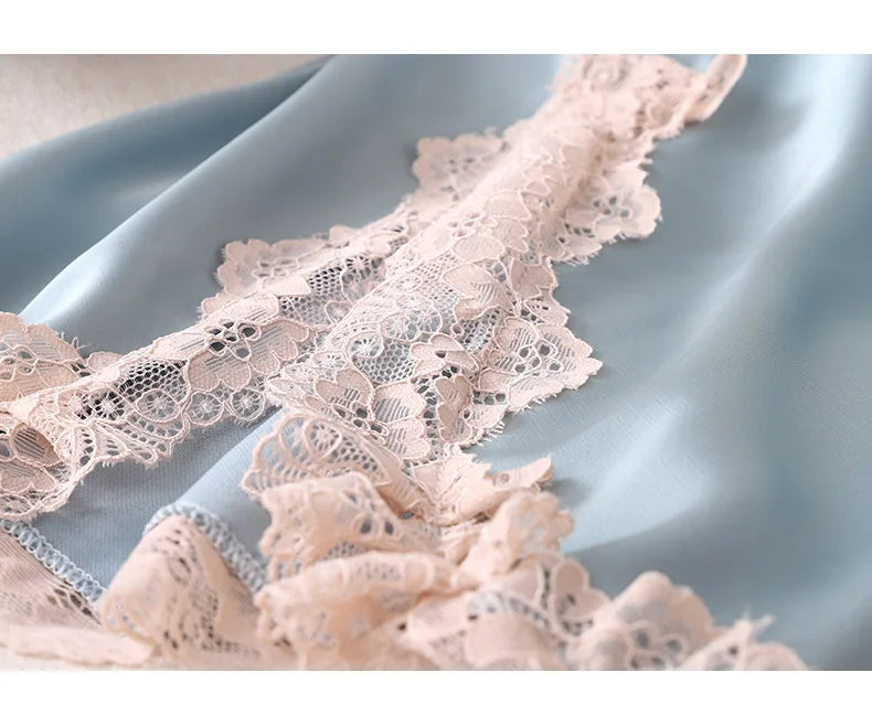 فستان نوم حريمي بحمالات رفيعة، فستان نوم ساتان صيفي مثير، ملابس داخلية حميمية، فستان نوم ناعم، فستان نوم بفتحة رقبة على شكل حرف V، رداء منزلي