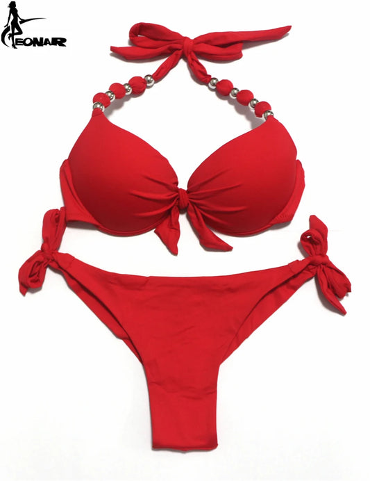 EONAR Push Up Bikini Women Bandage Swimsuits Brazilian Cut Bottom Bikini Set Bathing Suits maillot de bain femme Swimwear