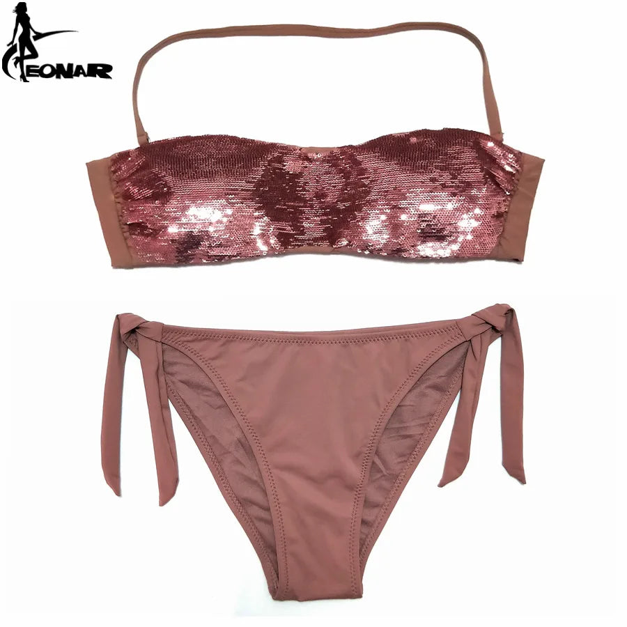 ملابس سباحة نسائية من إيونار، مزينة بالترتر، طقم بيكيني برازيلي بفتحة سفلية، ملابس سباحة منخفضة الخصر، ملابس سباحة، ملابس شاطئ صيفية