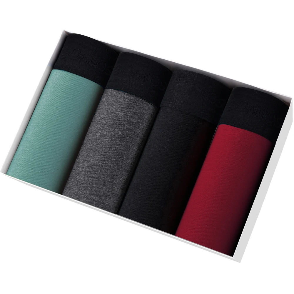 4 قطع بوكسر رجالي سراويل داخلية للرجال بوكسر ملابس داخلية للرجال قطن ذكر زوجين مثير مجموعة كاليكون لوت سوفت بوكس