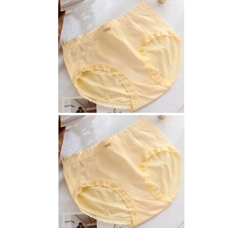 قطعتان من الملابس الداخلية النسائية ذات الحواف المتموجة من الدانتيل، مقاس كبير، ملابس داخلية مريحة وقابلة للتنفس ومرنة للبنات، مقاس كبير