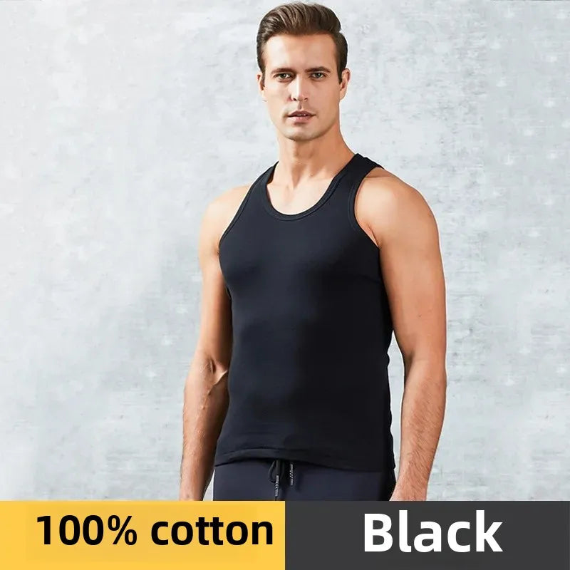 Men Premium Pure Cotton Sleeveless Fitness Vest Breathable