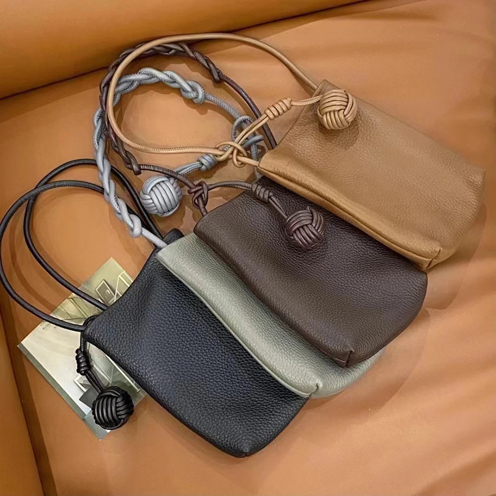 حقيبة كروس صغيرة من الجلد الطبيعي للنساء، حقيبة هاتف محمولة بنقشة أحرف أولية مخصصة، حقيبة يد منسوجة يدويًا، حقيبة يد صغيرة للسيدات، محفظة صغيرة قابلة للتخصيص