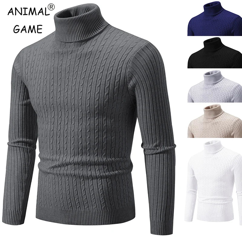 New Mens High Neck Sweater Woolen Turtleneck Pullover Winter