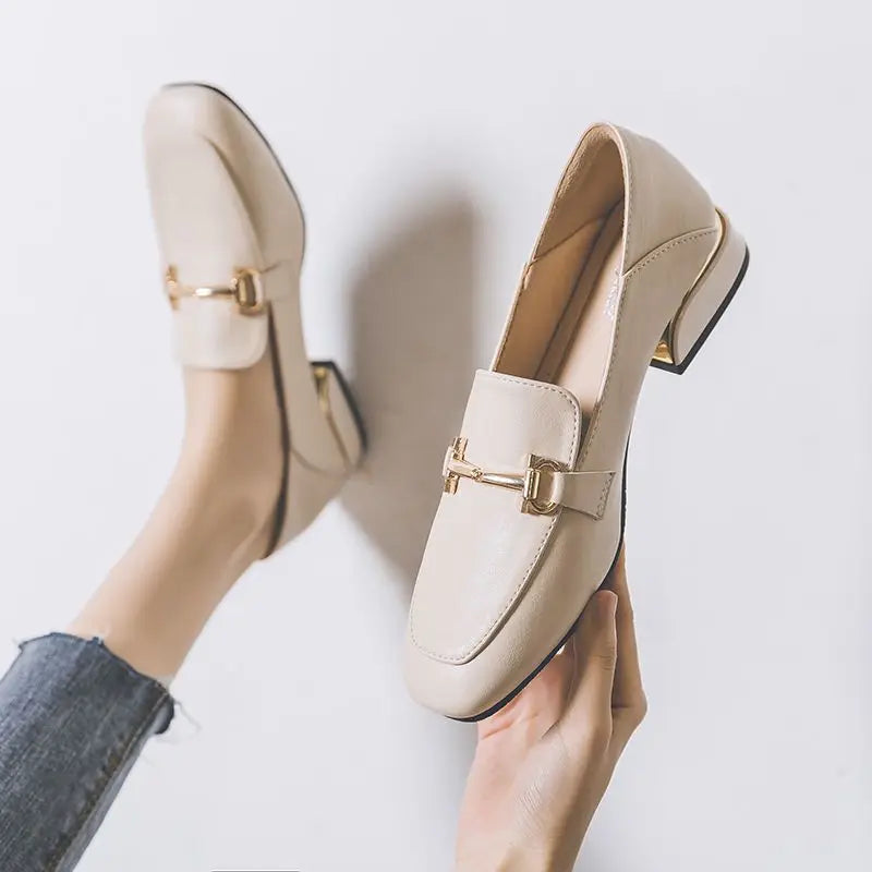 Women's Summer Footwear Square Toe Shoes for Woman 2025 Low Heel Elegant Office Loafers Black Luxury Brand Slip on High Quality