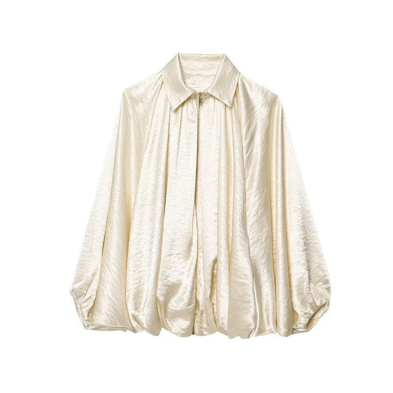 جاكيتات بومبر مكشكشة للنساء، جاكيت منتفخ كبير الحجم، معاطف صيفية للنساء، جاكيت نصف الموسم، جديد في الملابس الخارجية