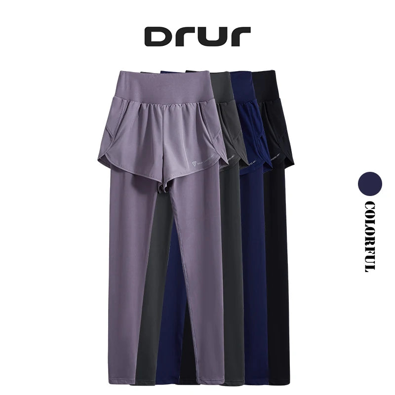 بنطلون يوجا DRUR نسائي بدون درزات بخصر عالٍ بنطلون يوجا رياضي ملابس رياضية نسائية ملابس تمارين اللياقة البدنية 2 في 1 ملابس رياضية ضيقة