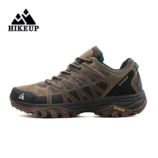 أحذية HIKEUP الجديدة للرجال للمشي لمسافات طويلة قابلة للتنفس برباط للمشي لمسافات طويلة للرجال في الهواء الطلق وتسلق الجبال والسياحة أحذية رياضية للرجال