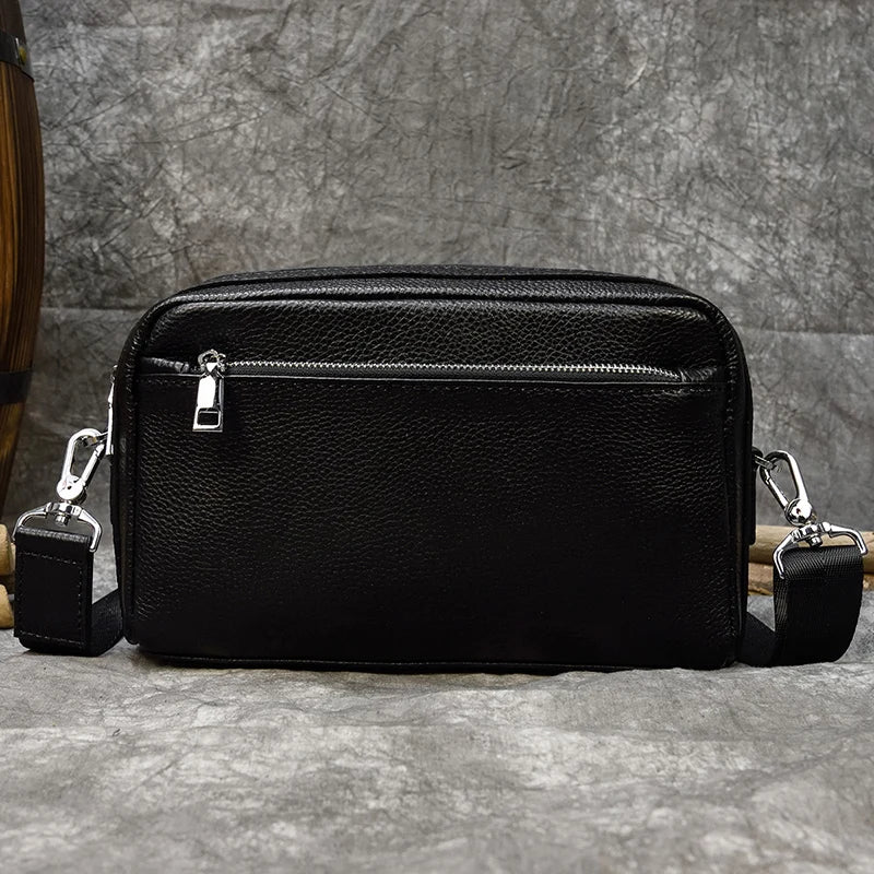 حقيبة يد رجالية من جلد البقر الناعم، فائقة النعومة، بسعة كبيرة، قابلة للغسل، حقيبة يد جلدية كاجوال، حقيبة كلاتش للرجال، سوداء اللون