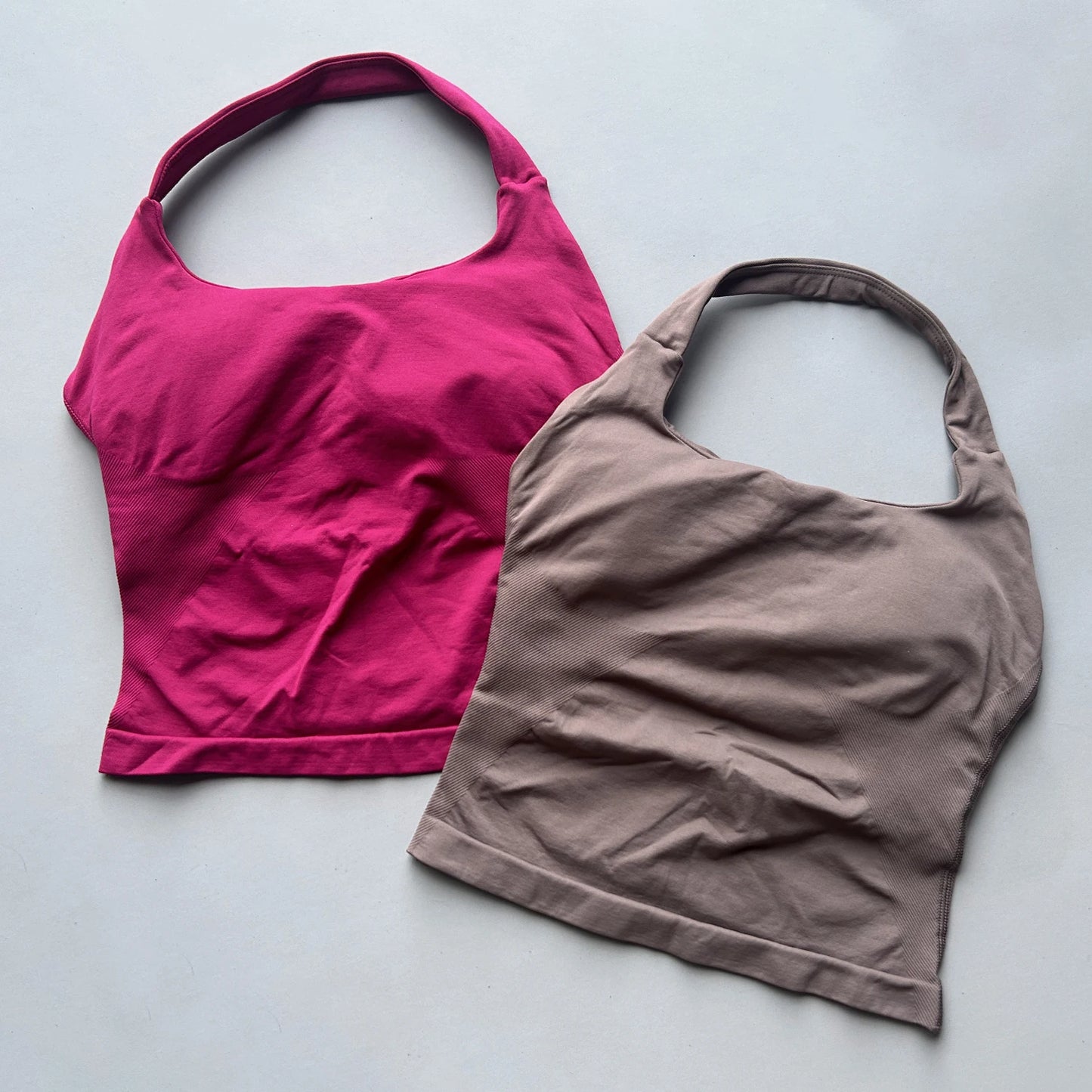 طقم يوغا نسائي بدون شعار، توب قصير وملابس رياضية، ملابس رياضية، لياقة بدنية، طقم مكون من قطعتين، للجري