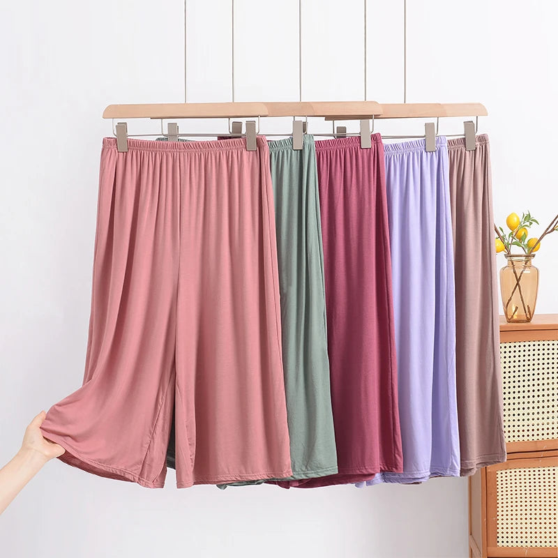 بنطلون مودال فضفاض بطول سبعة أقدام للنساء ملابس صيفية منزلية غير رسمية مقاسات كبيرة ملابس مريحة قابلة للتنفس خفيفة الوزن