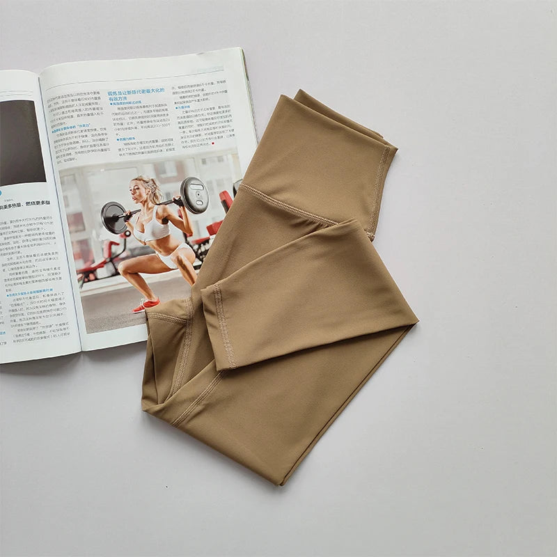 بنطلون يوغا عاري الخصر للنساء، مناسب للارتداء مع لباس ضيق لرفع الورك، سريع الجفاف، بنطلون رياضي ضيق بخيوط عالية من الأسفل