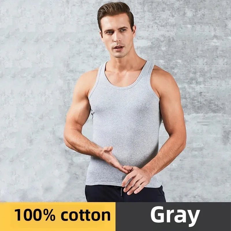 Men Premium Pure Cotton Sleeveless Fitness Vest Breathable