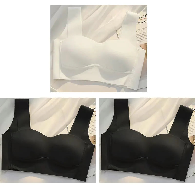 3 قطع حمالة صدر مريحة للنساء صيفية من الحرير الجليدي على شكل صدرية ملابس داخلية للبنات بدون أسلاك مجمعة قطعة واحدة حمالة صدر رافعة للأعلى