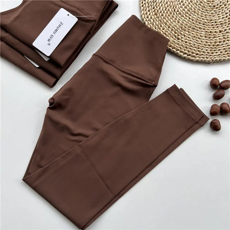 بنطلون رياضي نسائي بدون درزات عالي الخصر مرن سادة لممارسة اليوجا في صالة الألعاب الرياضية والركض سريع الجفاف بنطلون ضيق للنساء