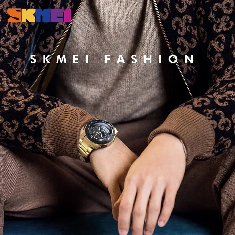 ساعة SKMEI 1370 الفاخرة المصنوعة من الفولاذ المقاوم للصدأ للأعمال، ساعة رجالية رياضية أنيقة من الكوارتز