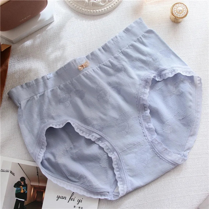 قطعتان من الملابس الداخلية النسائية ذات الحواف المتموجة من الدانتيل، مقاس كبير، ملابس داخلية مريحة وقابلة للتنفس ومرنة للبنات، مقاس كبير