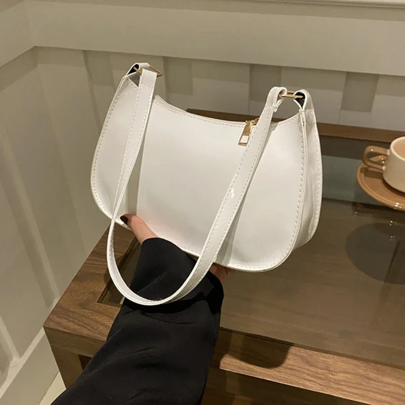 حقيبة كتف من الجلد الصناعي بلون سادة عتيق، حقائب يد نسائية أنيقة، حقيبة هوبوس تحت الإبط، مناسبة للاستخدام اليومي