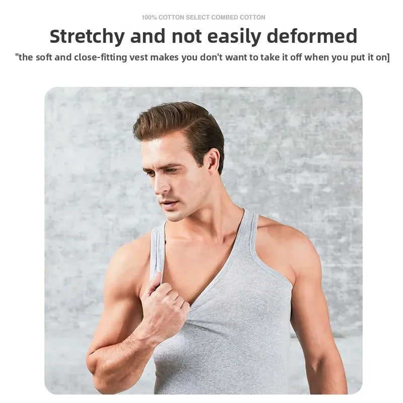 Men Premium Pure Cotton Sleeveless Fitness Vest Breathable