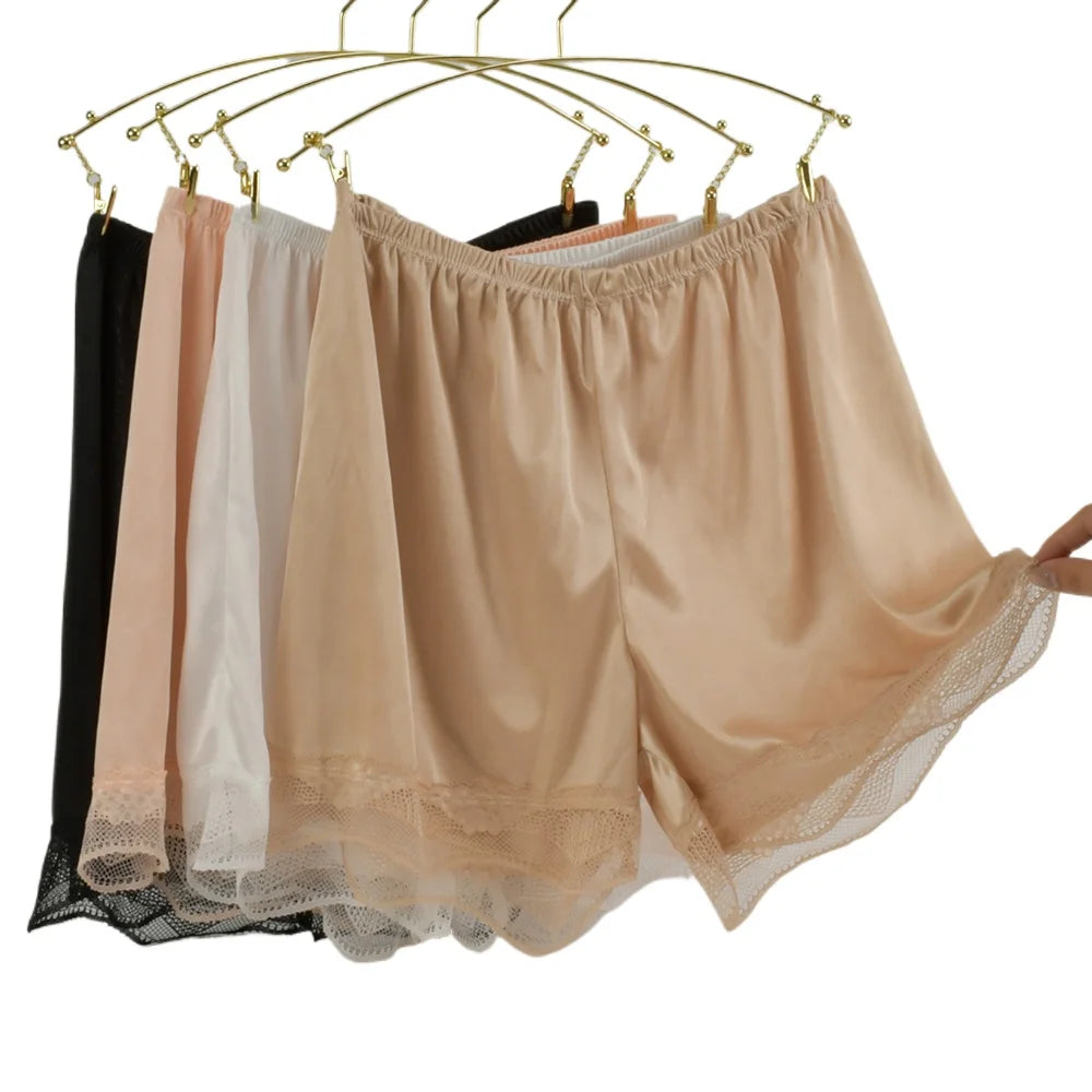 قطعة واحدة من شورت النوم الحريري النسائي بيجامة ناعمة حريرية قابلة للتنفس بنطلون أمان صيفي للنساء ملابس نوم مريحة من الدانتيل ملابس داخلية منزلية