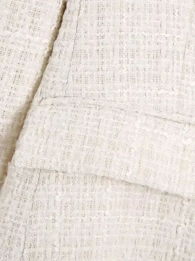 معطف بليزر مزدوج الصدر من تويد من TRZA للنساء، بأكمام طويلة وجيوب بغطاء، ملابس خارجية أنيقة للنساء