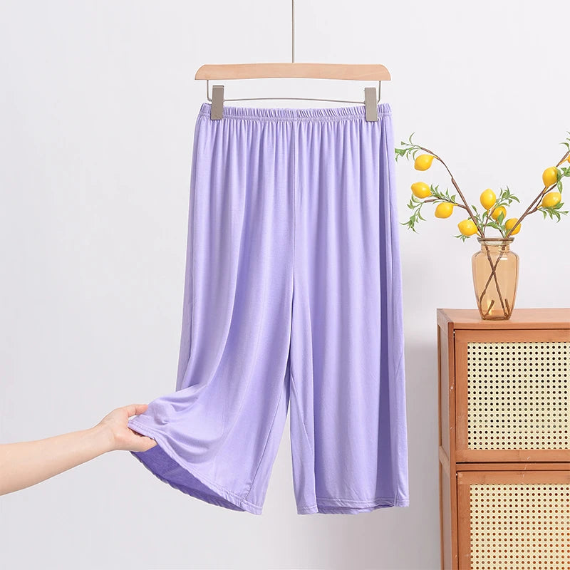 بنطلون مودال فضفاض بطول سبعة أقدام للنساء ملابس صيفية منزلية غير رسمية مقاسات كبيرة ملابس مريحة قابلة للتنفس خفيفة الوزن