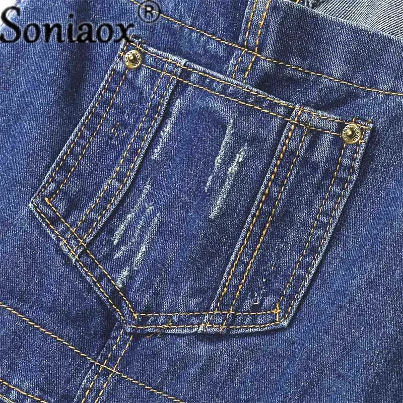 جمبسوت جينز كاجوال للنساء من Streetwear Hole Denim Jumpsuits 2024 بحمالات فضفاضة وجيوب وبنطال طويل مع خصر مستقيم ورومبير جينز