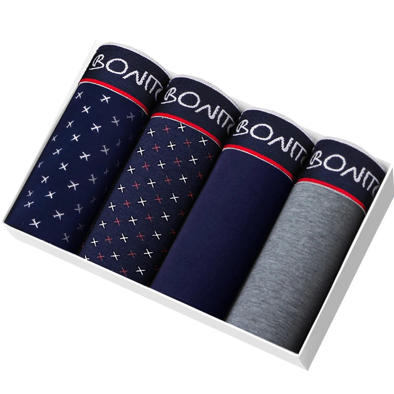 4 قطع بوكسر رجالي سراويل داخلية للرجال بوكسر ملابس داخلية للرجال قطن ذكر زوجين مثير مجموعة كاليكون لوت سوفت بوكس