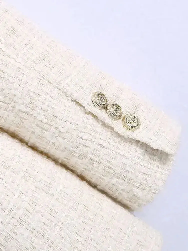 معطف بليزر مزدوج الصدر من تويد من TRZA للنساء، بأكمام طويلة وجيوب بغطاء، ملابس خارجية أنيقة للنساء