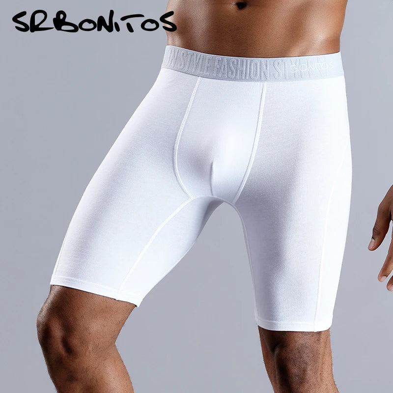 Natural Cotton Long Leg Boxers For Men Underwear Breathable