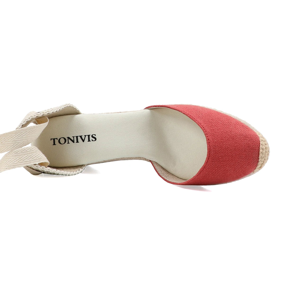 حذاء إسبادريل نسائي صيفي بكعب إسفيني، أحمر، للنساء، عرض 2022، صنادل سريعة الارتفاع بارتفاع 7-9 سم، بكعب إسفيني، وحزام للكاحل 