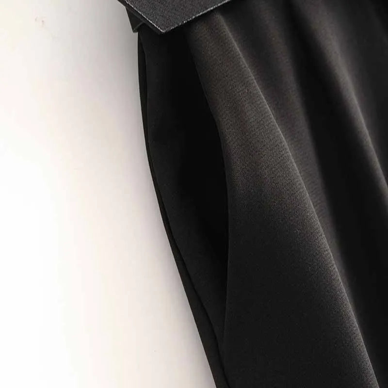 black suit pants woman high waist pants sashes pockets office pants fashion autumn middle aged women bottoms 