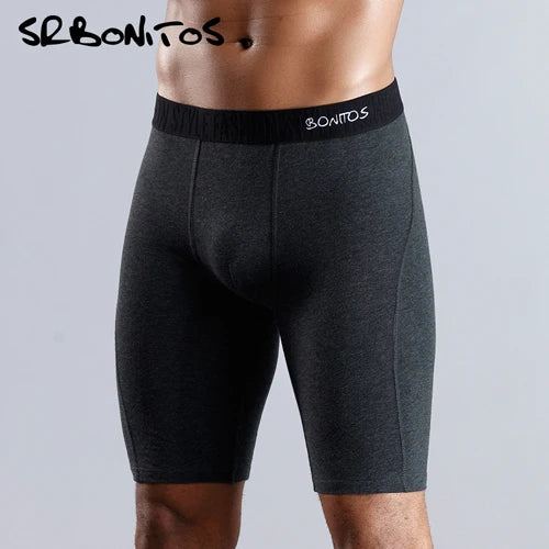 Natural Cotton Long Leg Boxers For Men Underwear Breathable
