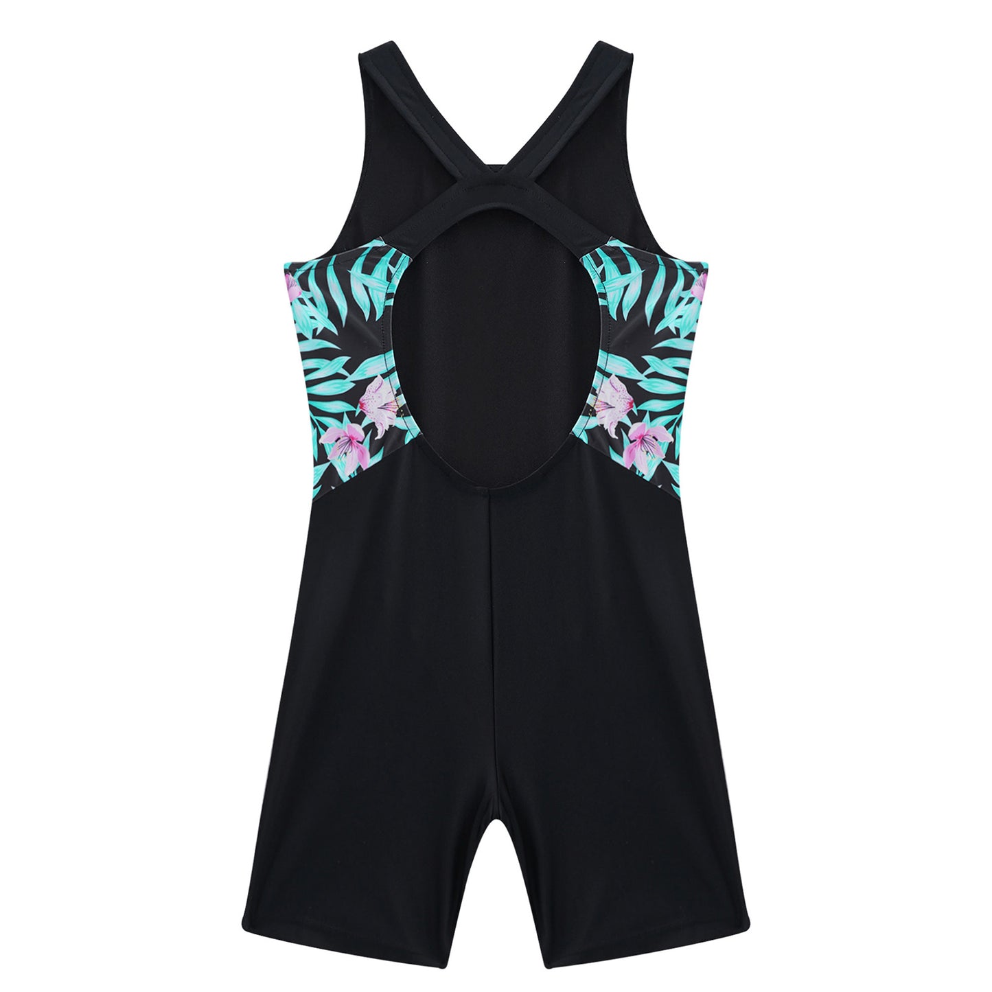 Kids Girls Legsuit Swimsuit Sleeveless One Piece Swimwear Sports Rashguard Shorty Wetsuit Surfing Swimming Jumpsuit Bodysuit