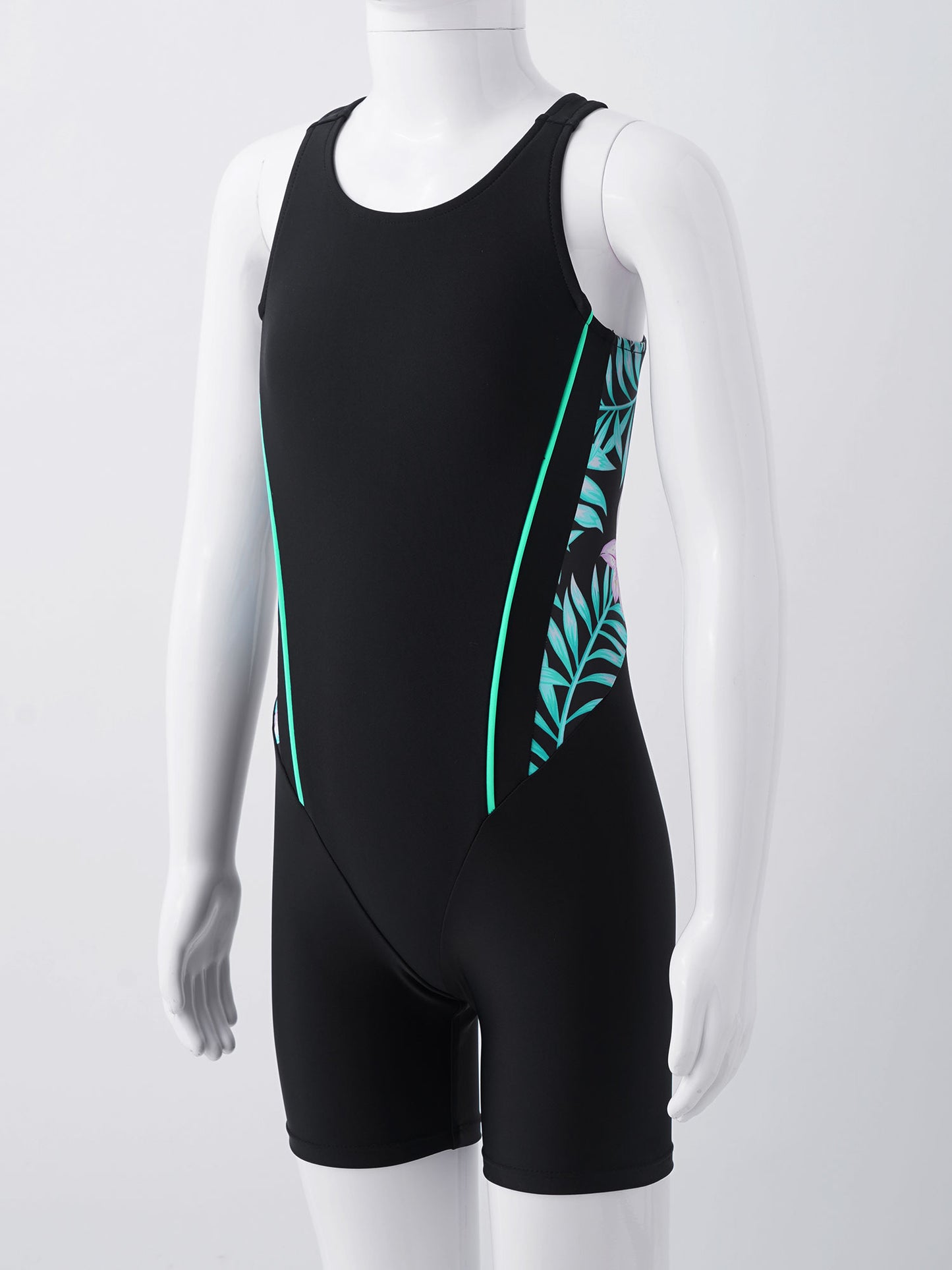 Kids Girls Legsuit Swimsuit Sleeveless One Piece Swimwear Sports Rashguard Shorty Wetsuit Surfing Swimming Jumpsuit Bodysuit