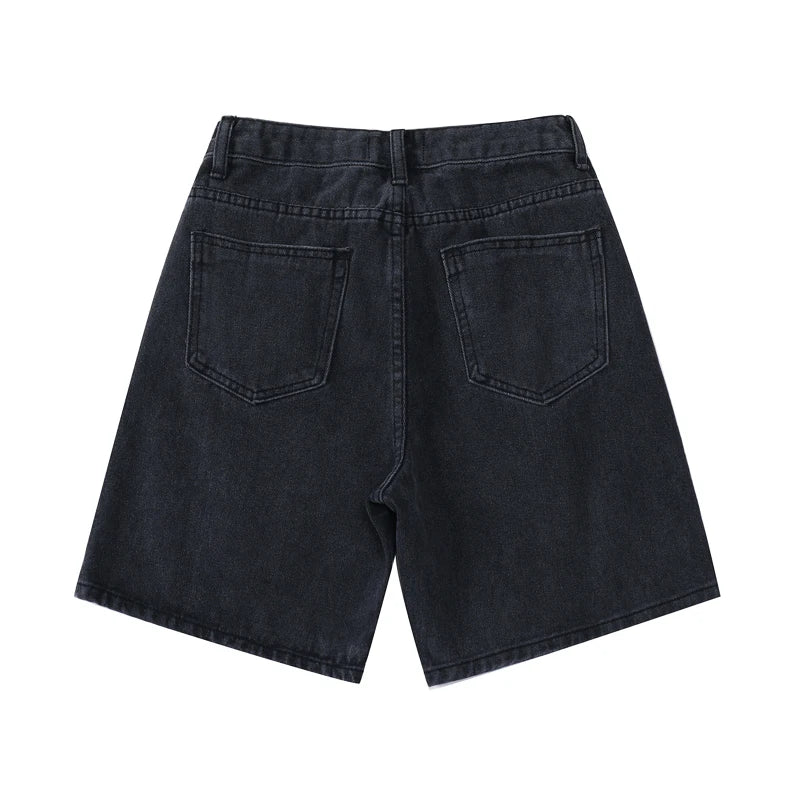 2025 Summer Women's High Waist Denim Shorts Casual Loose Ladies Plus Size Streetwear Fashion Button Wide Leg Short Jeans Female