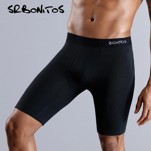 Natural Cotton Long Leg Boxers For Men Underwear Breathable