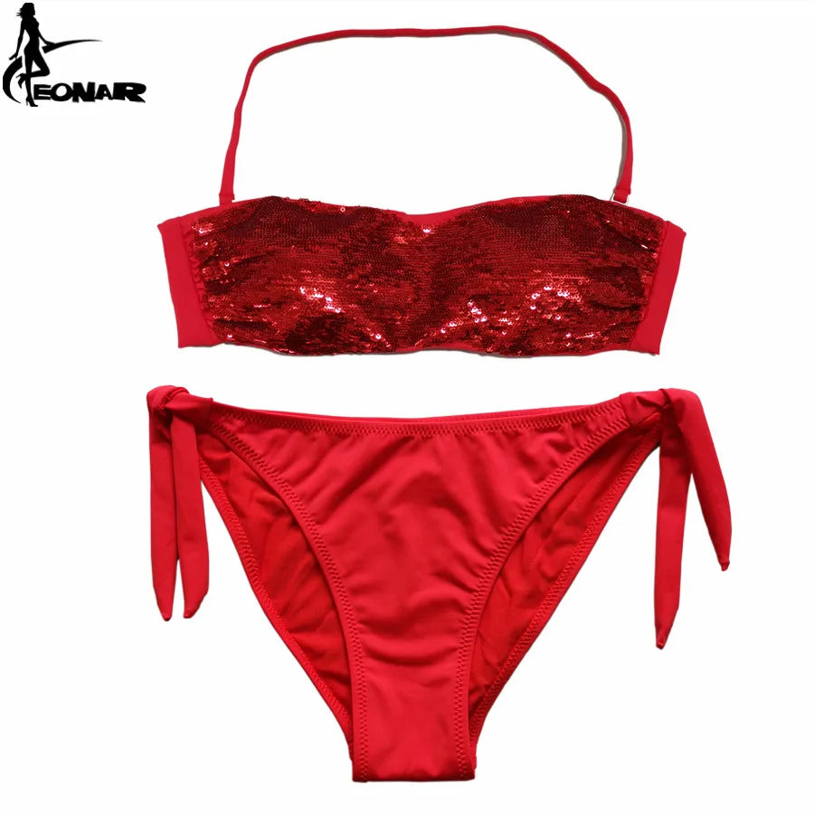 ملابس سباحة نسائية من إيونار، مزينة بالترتر، طقم بيكيني برازيلي بفتحة سفلية، ملابس سباحة منخفضة الخصر، ملابس سباحة، ملابس شاطئ صيفية 