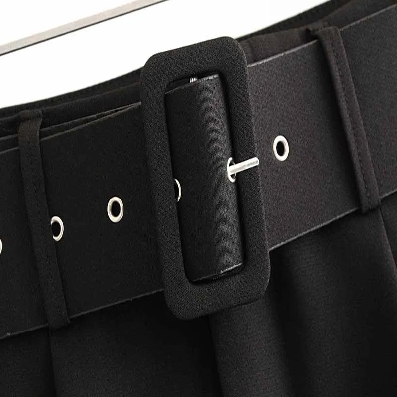 black suit pants woman high waist pants sashes pockets office pants fashion autumn middle aged women bottoms 