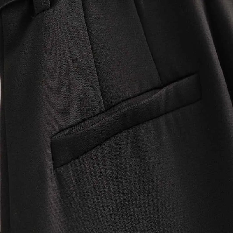 black suit pants woman high waist pants sashes pockets office pants fashion autumn middle aged women bottoms 