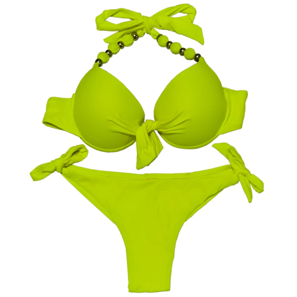 EONAR Push Up Bikini Women Bandage Swimsuits Brazilian Cut Bottom Bikini Set Bathing Suits maillot de bain femme Swimwear 