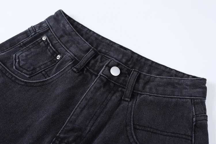 2025 Summer Women's High Waist Denim Shorts Casual Loose Ladies Plus Size Streetwear Fashion Button Wide Leg Short Jeans Female