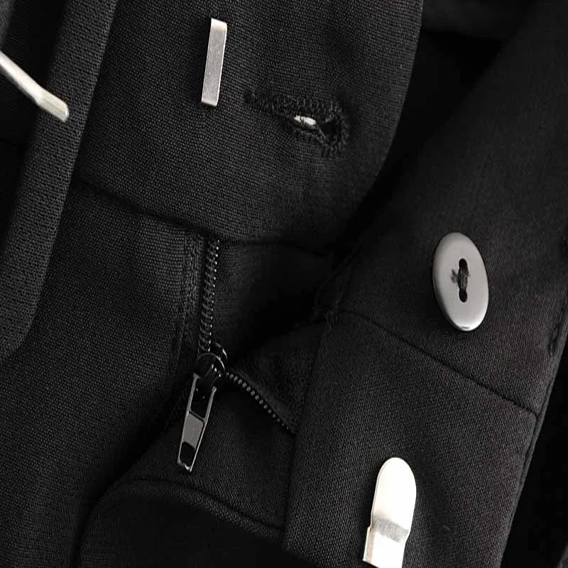 black suit pants woman high waist pants sashes pockets office pants fashion autumn middle aged women bottoms 