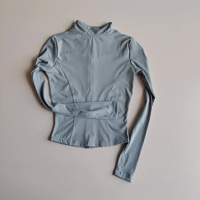 New Slim Winter Yoga Jacket for Women Coat Shirts Sports Waist Tightening Fitness Wear Long-sleeved Pilates Top Clothing