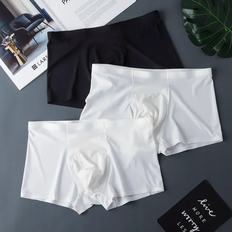 3 Pack Mens Ice Silk Seamless Breathable Plus Size Briefs