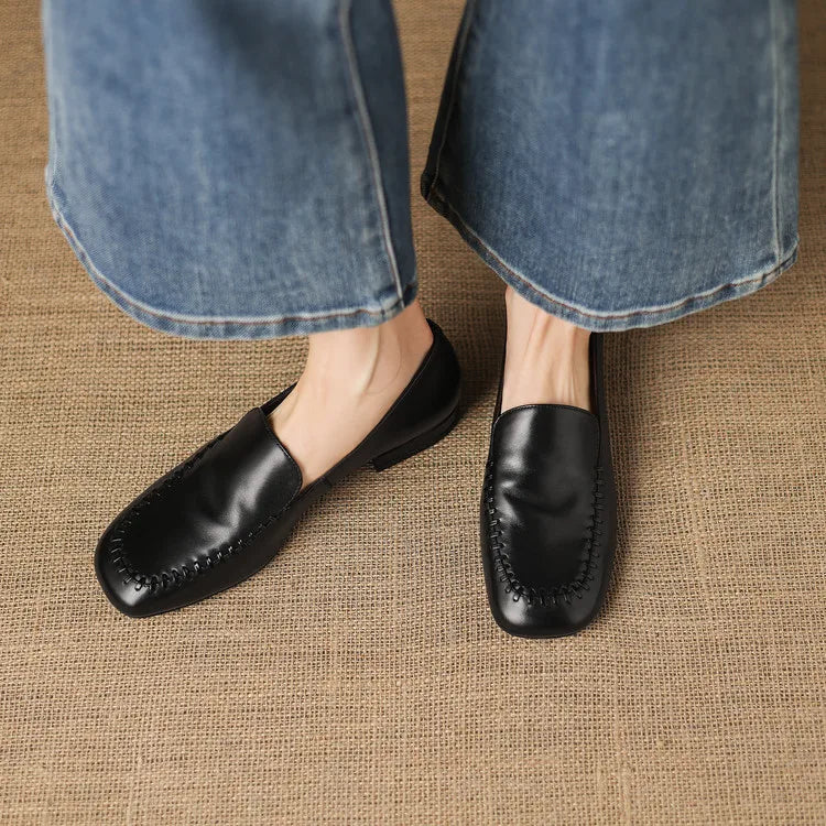 New Spring Autumn Genuine Leather Women Shoes Fashion Round Toe Loafers Shoes for Women Low Heels Women Pumps Ladies Shoes