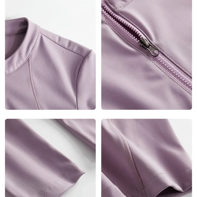 قميص يوغا قصير للنساء من DRUR بأكمام طويلة وقمصان رياضية خفيفة الوزن وملابس رياضية بنصف سحاب وسترات جري سريعة الجفاف وملابس لياقة بدنية نشطة 