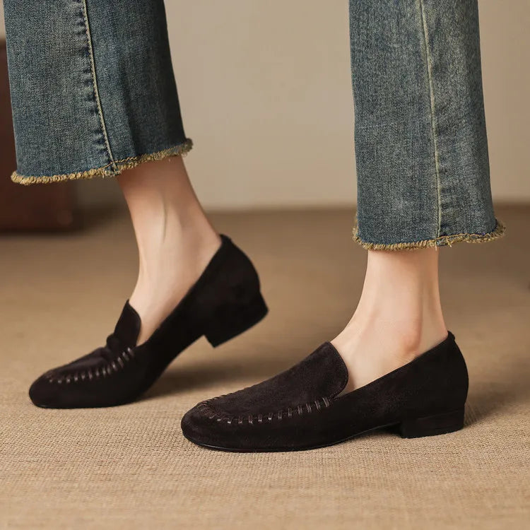 New Spring Autumn Genuine Leather Women Shoes Fashion Round Toe Loafers Shoes for Women Low Heels Women Pumps Ladies Shoes