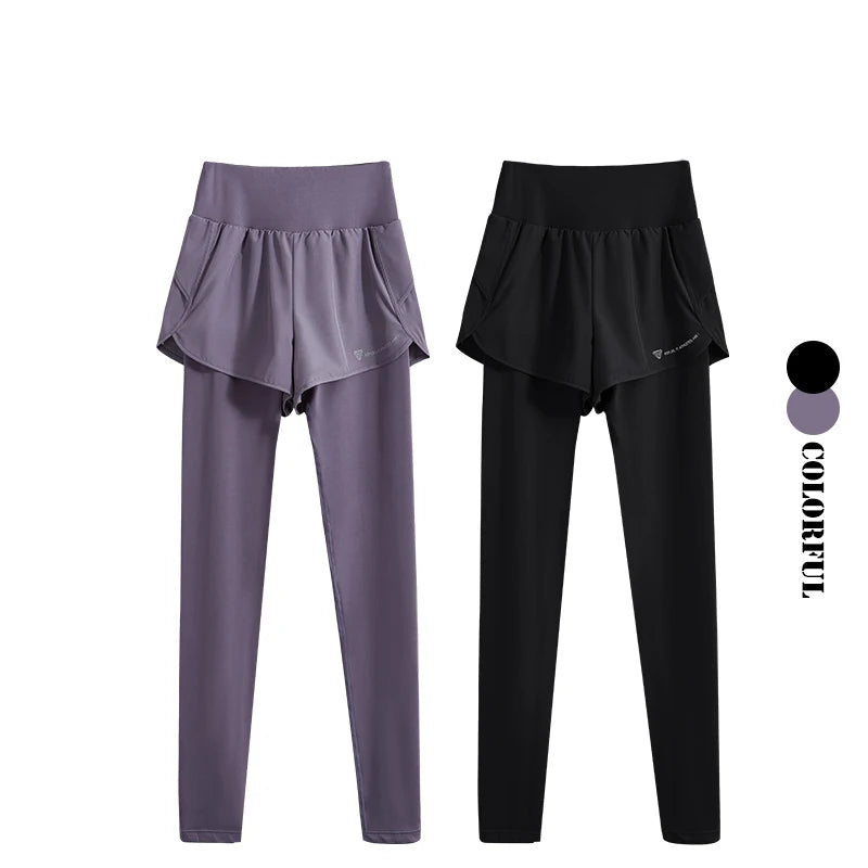 بنطلون يوجا DRUR نسائي بدون درزات بخصر عالٍ بنطلون يوجا رياضي ملابس رياضية نسائية ملابس تمارين اللياقة البدنية 2 في 1 ملابس رياضية ضيقة 