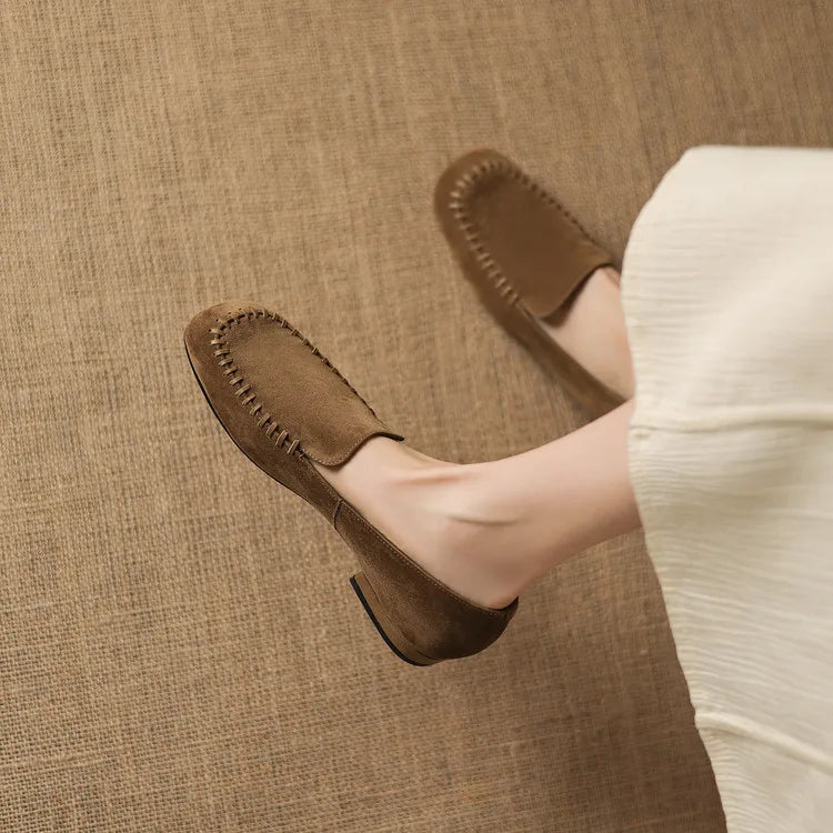 New Spring Autumn Genuine Leather Women Shoes Fashion Round Toe Loafers Shoes for Women Low Heels Women Pumps Ladies Shoes